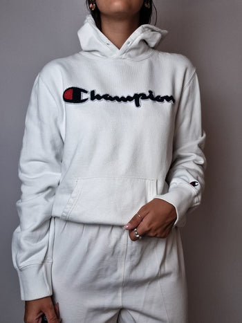 Pull blanc à capuche Champion S/M