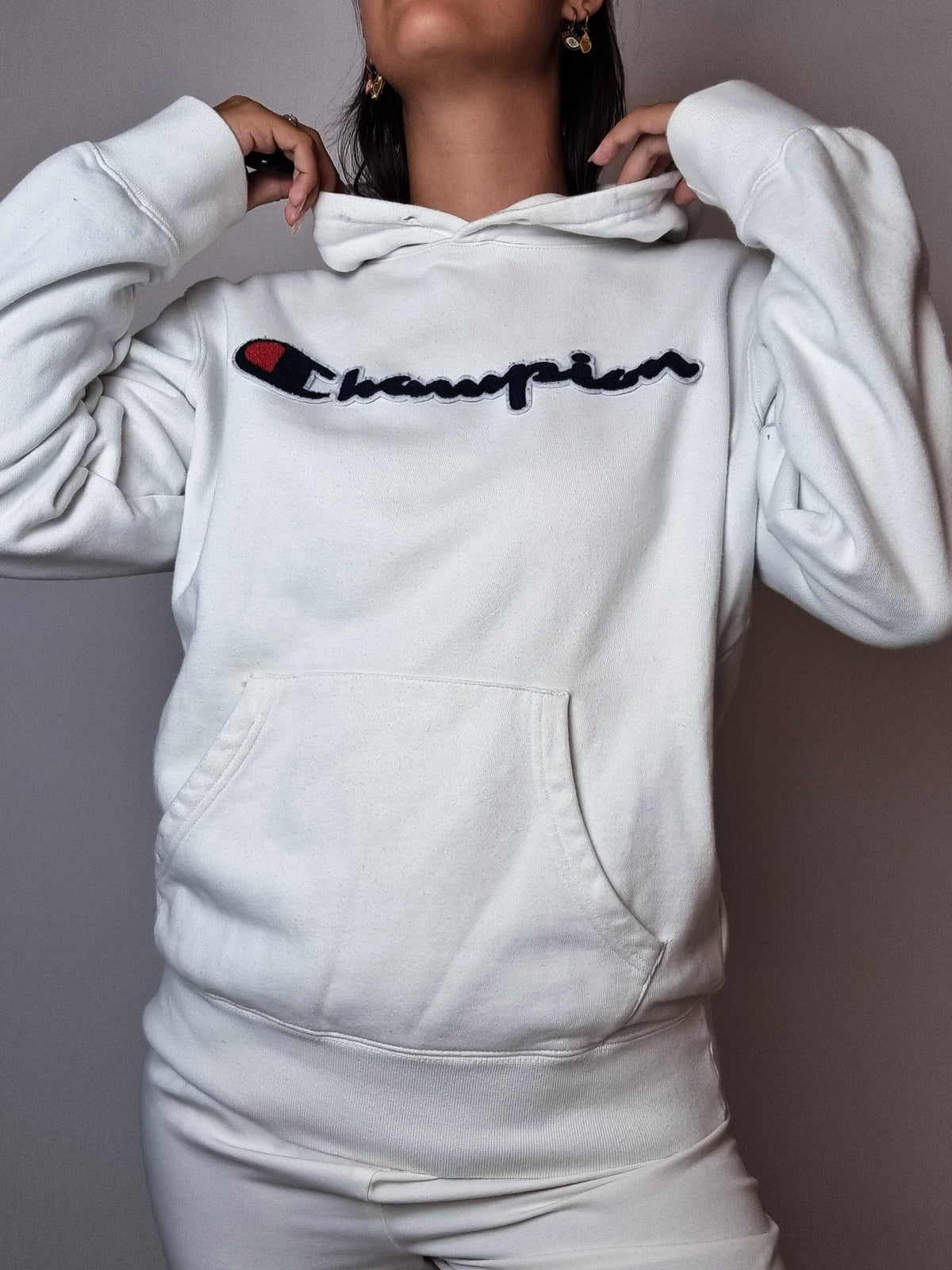 White hooded sweater Champion S/M 