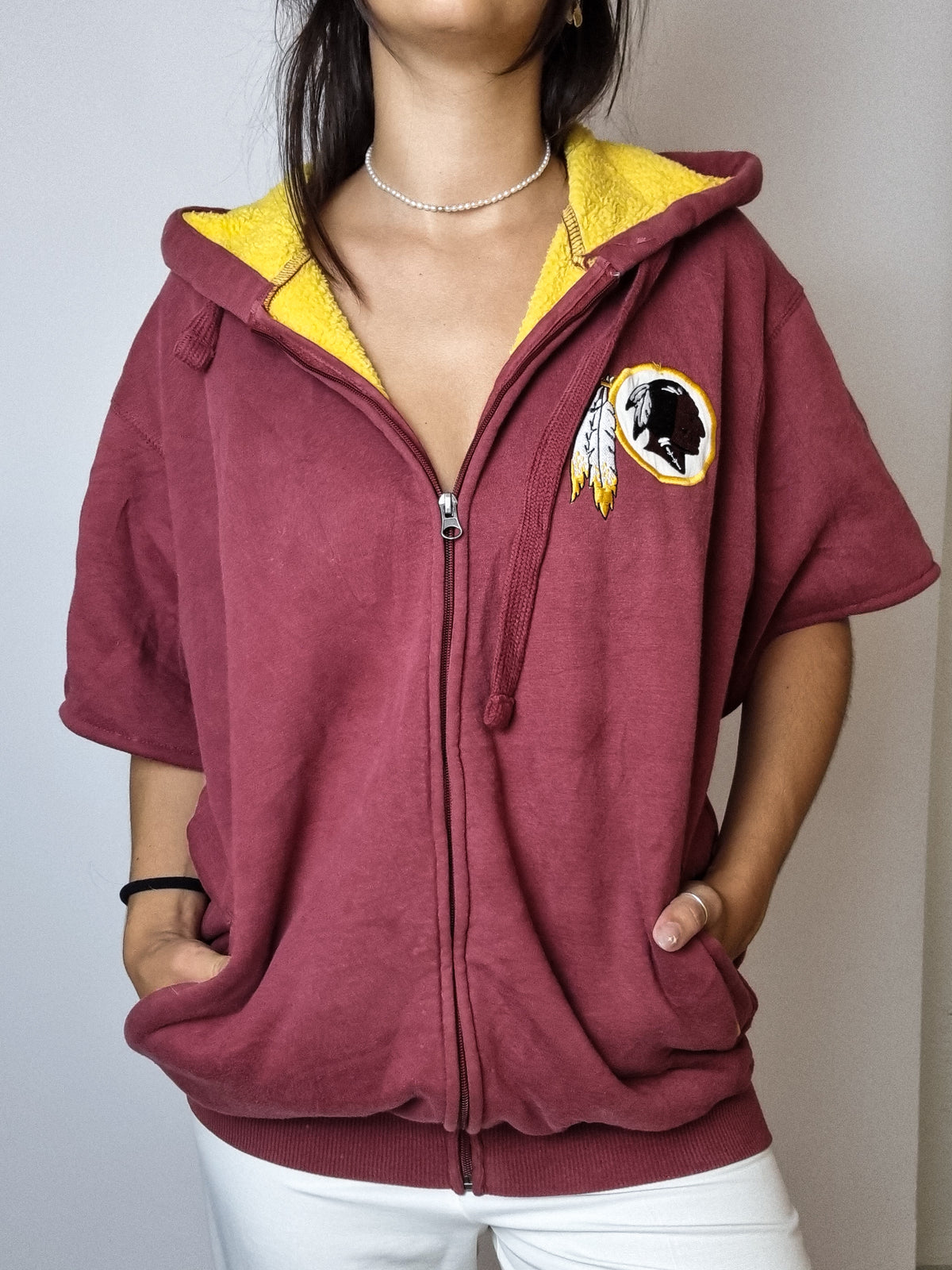 Gilet NFL à capuche rouge et jaune M