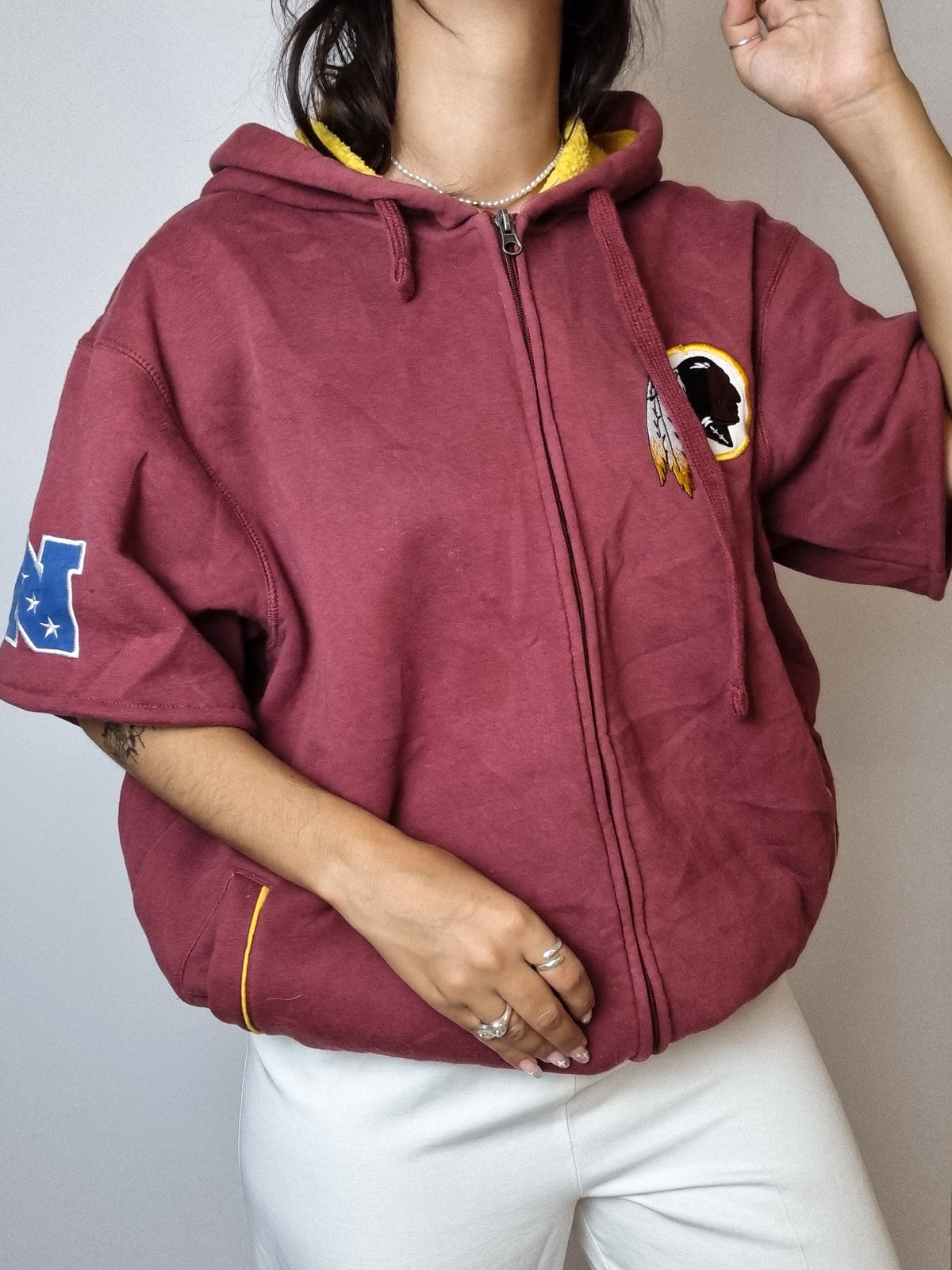 Gilet NFL à capuche rouge et jaune M