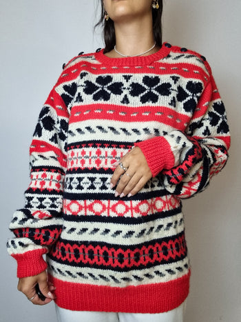 Red mountain wool sweater M 