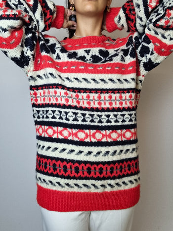 Red mountain wool sweater M 