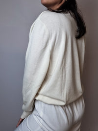 Cream checked wool sweater S 