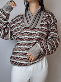 Wool sweater with high collar L 