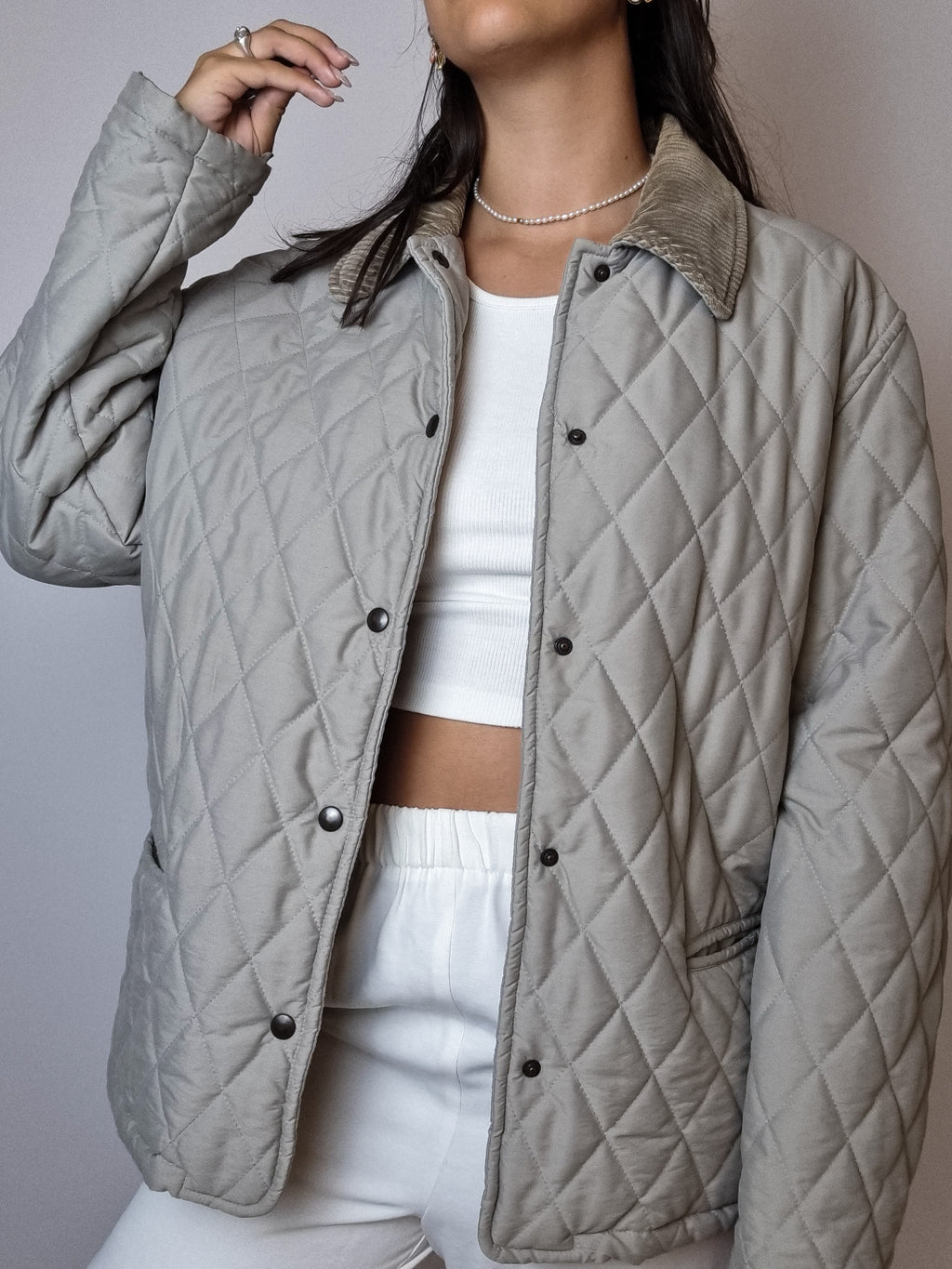 Beige/gray quilted jacket S 