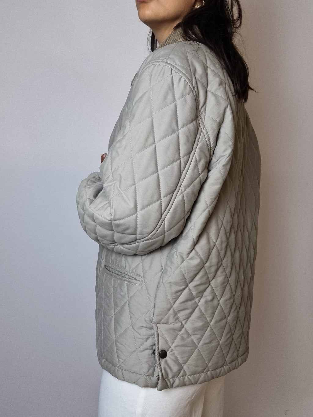 Beige/gray quilted jacket S 