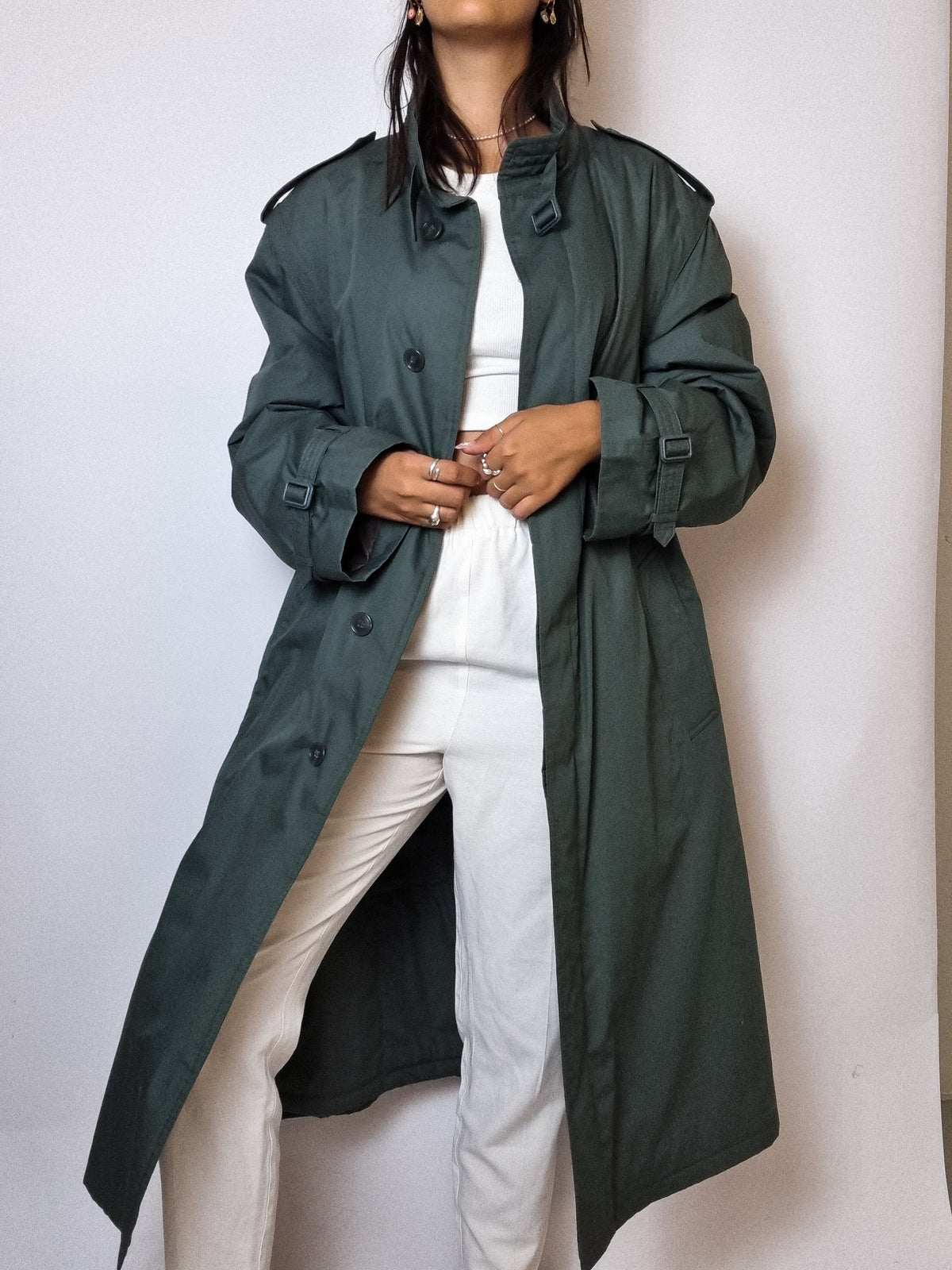 Vintage dunkelgrüner Trenchcoat M/L 