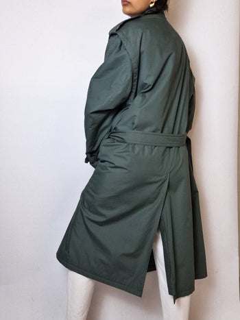 Trenchcoat vert foncé vintage M/L