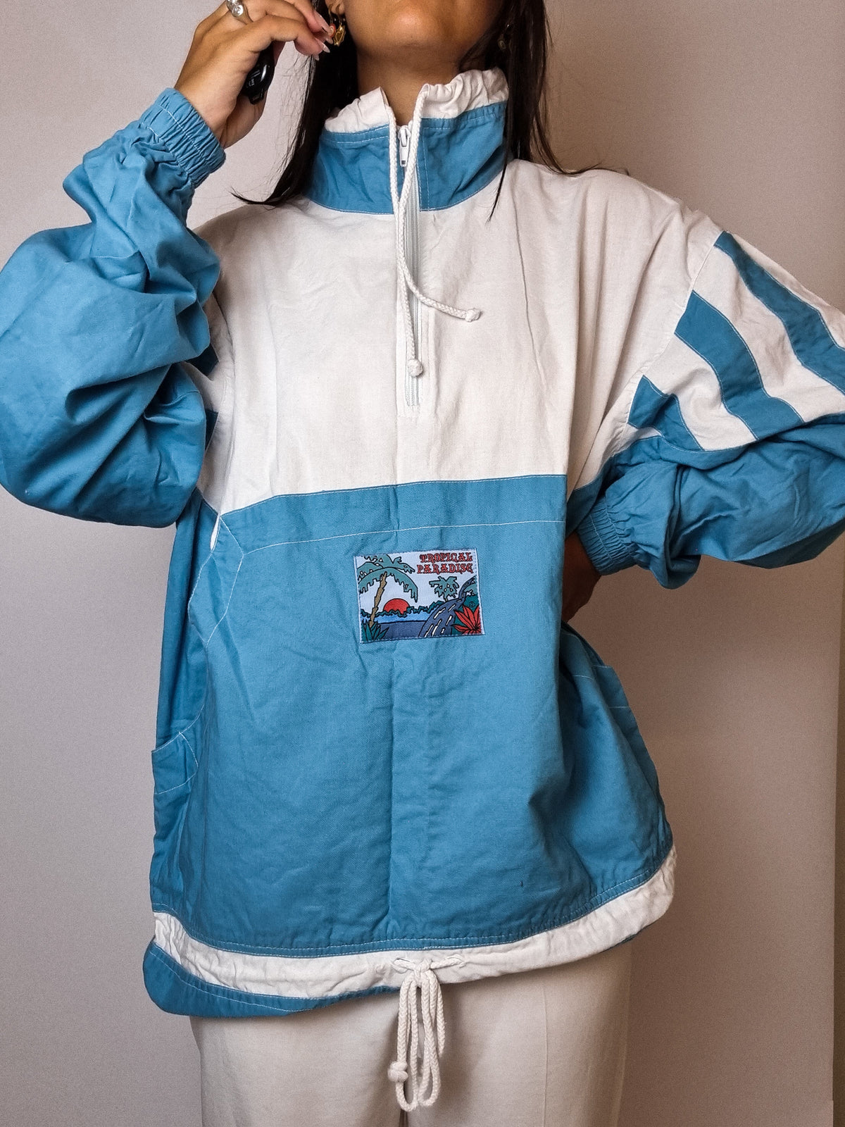 Vintage white jogging jacket M 