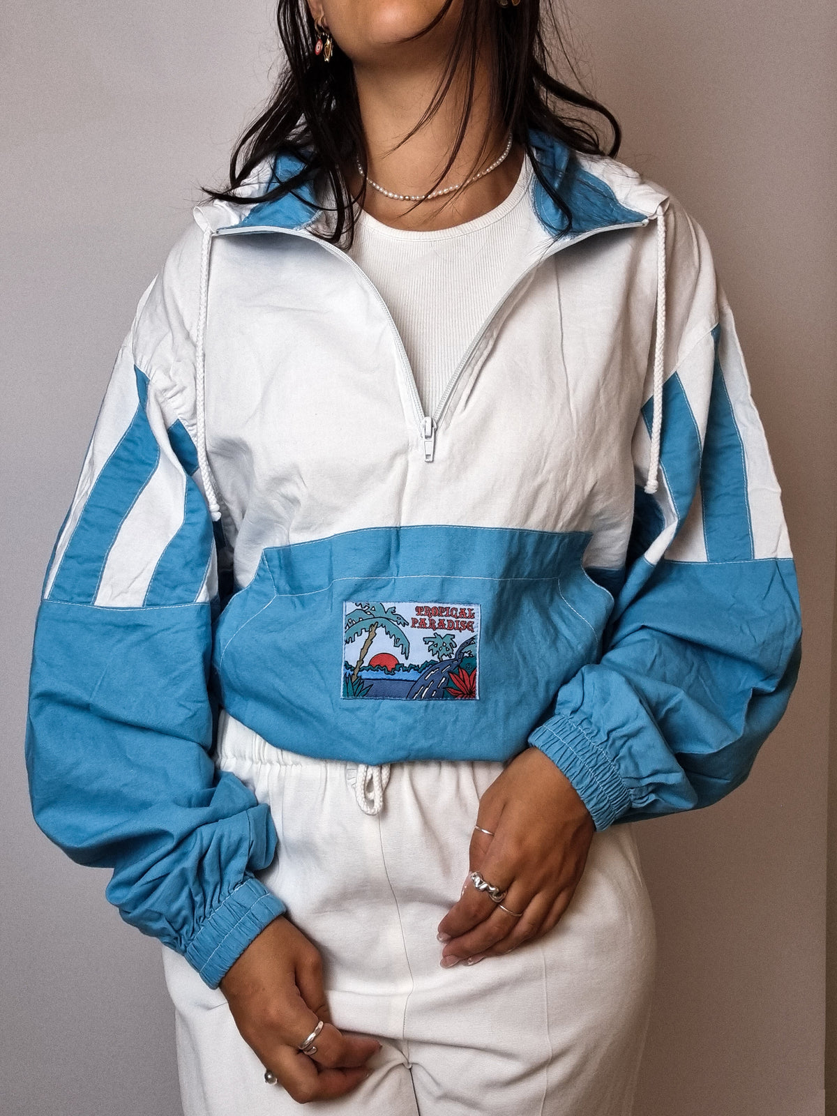 Vintage white jogging jacket M 
