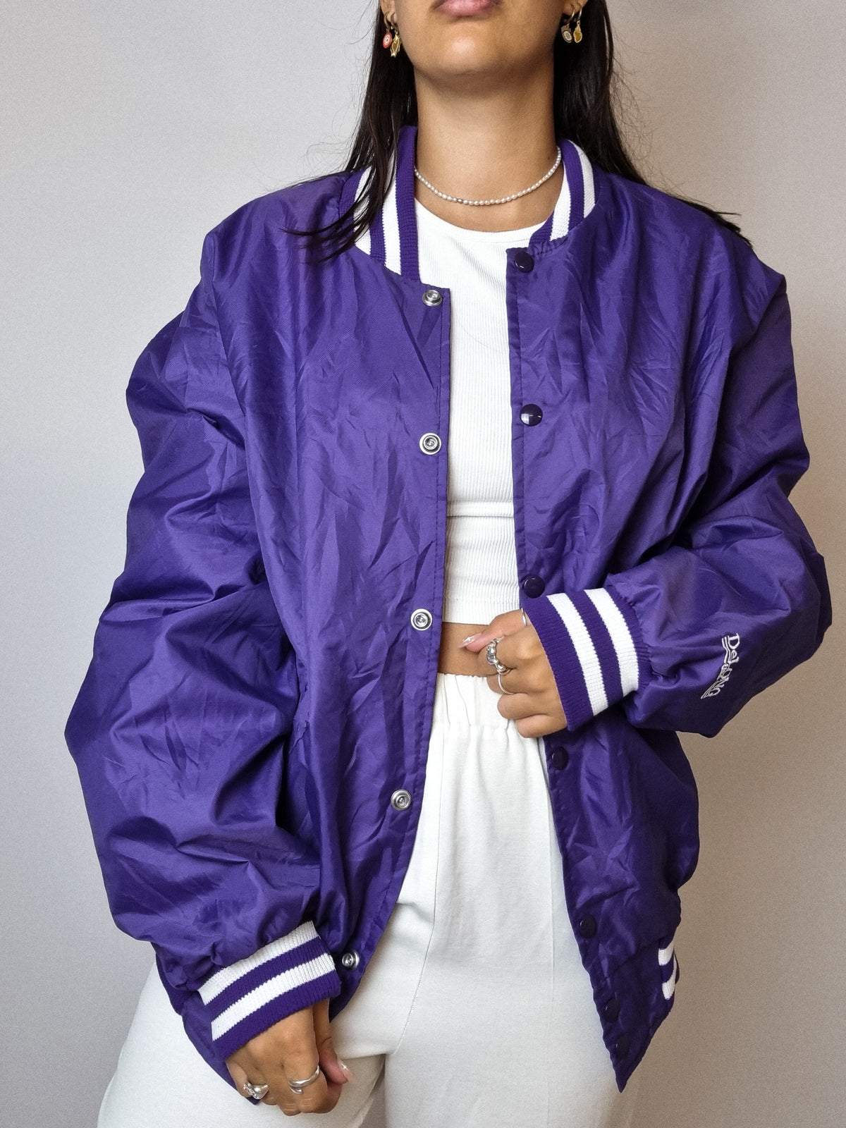 Purple American bomber jacket L 