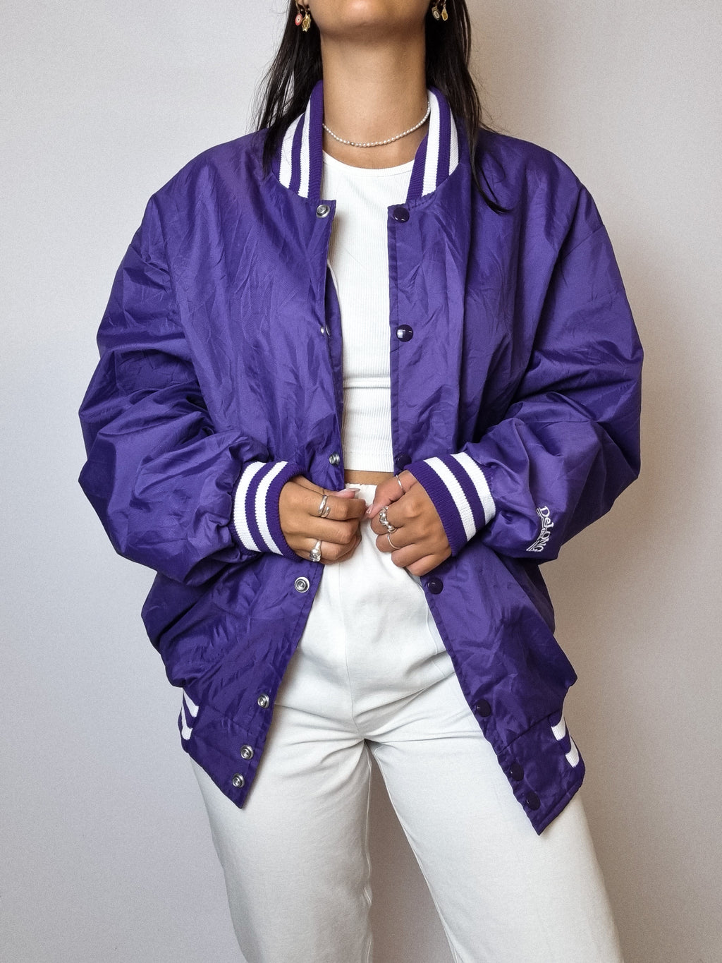 Purple American bomber jacket L 