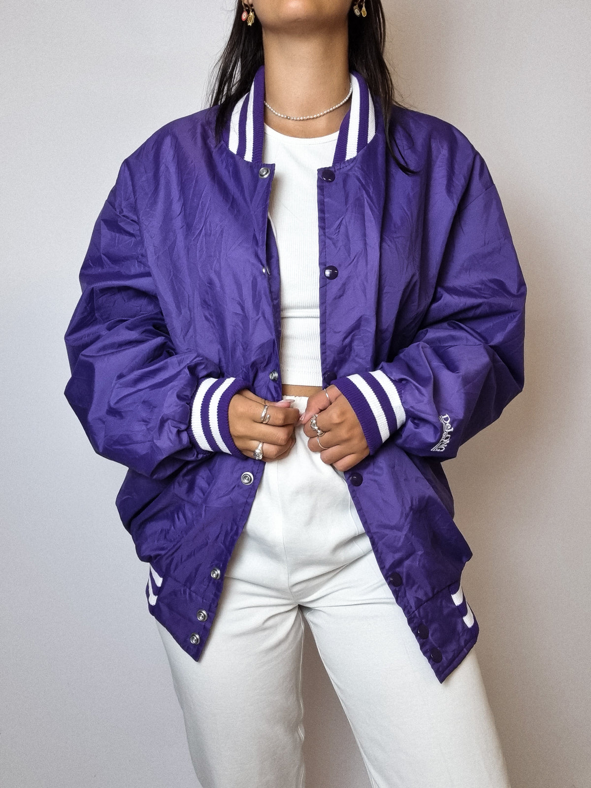 Purple American bomber jacket L 
