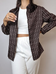 Chemise satinée vintage brune S