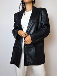 Veste blazer en cuir vintage noir M