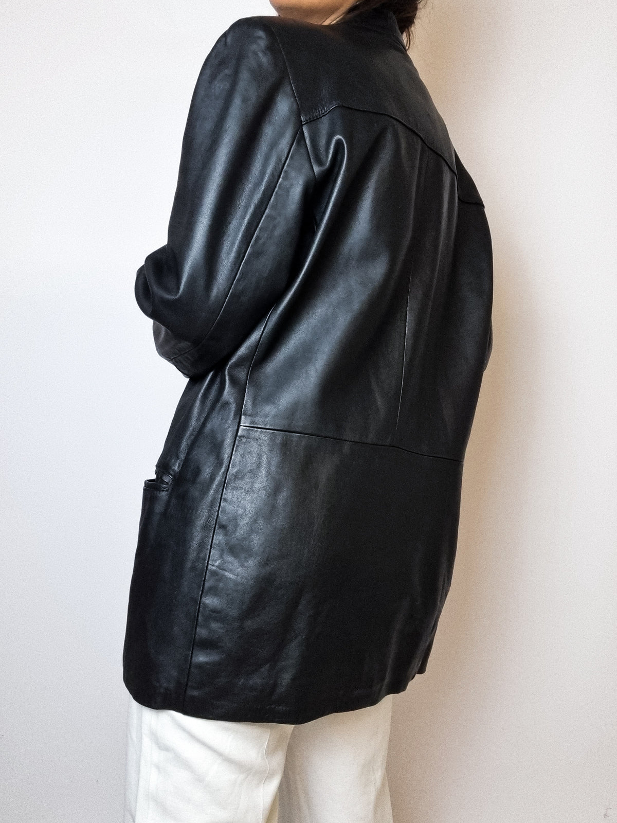 Veste blazer en cuir vintage noir M