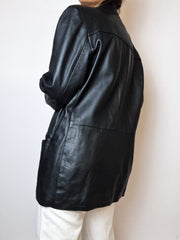 Veste blazer en cuir vintage noir M