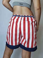Vintage red and white lined shorts M 