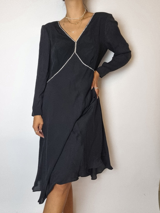 Vintage black long sleeve dress M/L