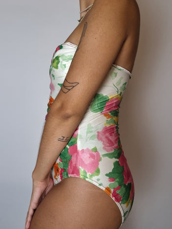 Maillot de bain bustier à fleurs S/M