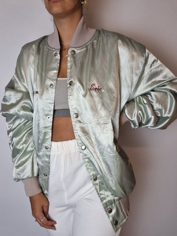 American pearl satin bomber jacket M/L 