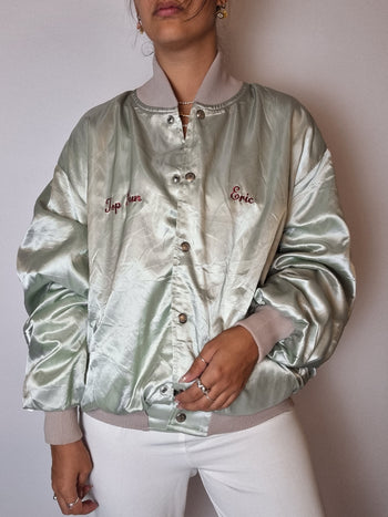 American pearl satin bomber jacket M/L 