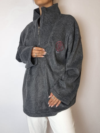 Gray fleece with vintage zip M/L 