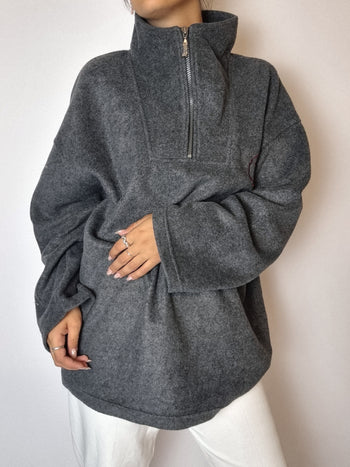 Gray fleece with vintage zip M/L 