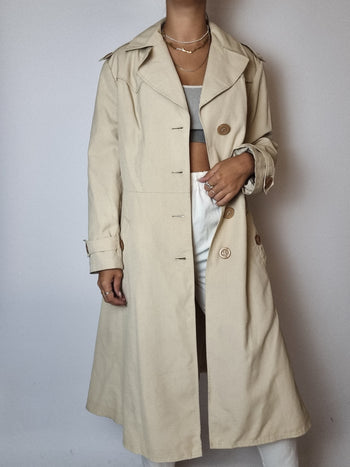 Trench coat vintage beige clair en coton S/M