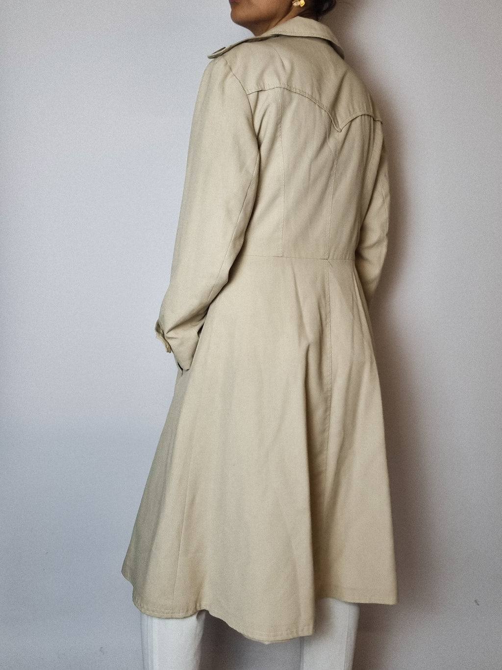 Vintage hellbeiger Baumwoll-Trenchcoat S/M 