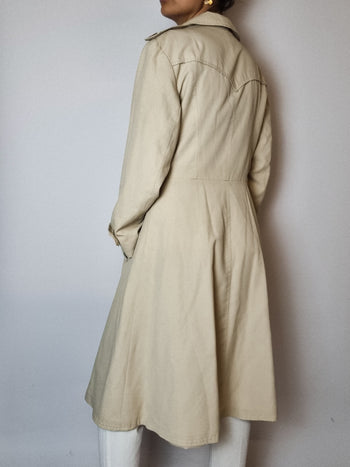 Trench coat vintage beige clair en coton S/M