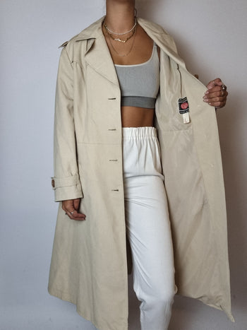 Trench coat vintage beige clair en coton S/M