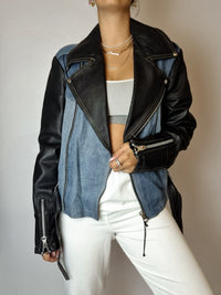 Vintage-Perfecto S aus Bi-Material-Leder und Denim 