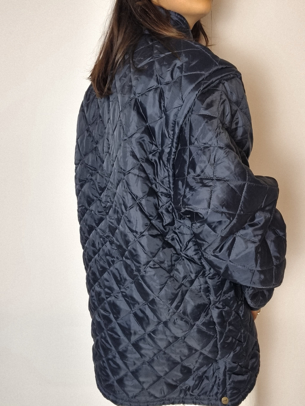 Navy blue convertible quilted jacket M 