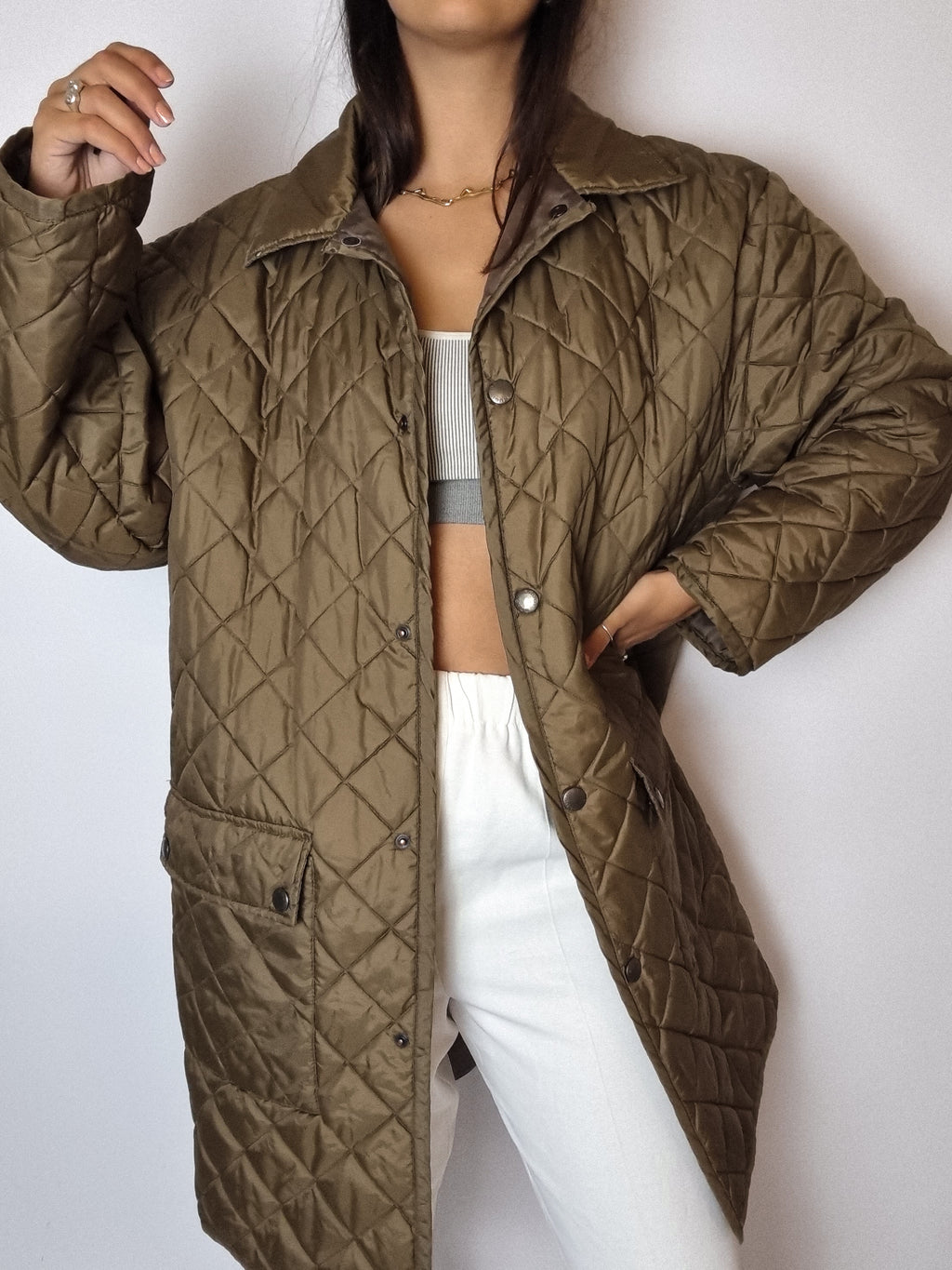Brown quilted jacket M/L 