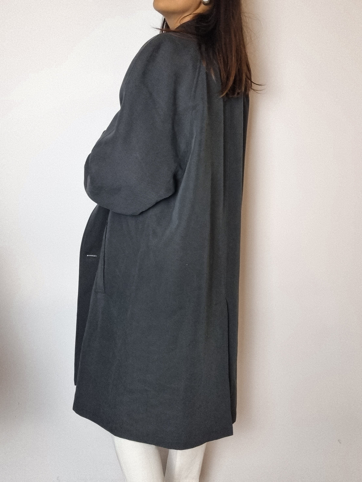 Vintage-Leder-Trenchcoat M 