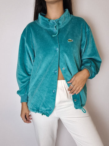 Veste en velours bleu turquoise Lacoste vintage M