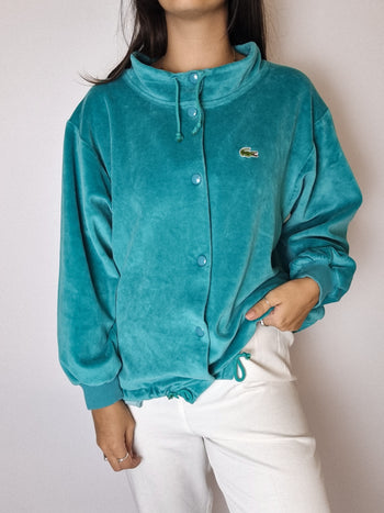 Veste en velours bleu turquoise Lacoste vintage M