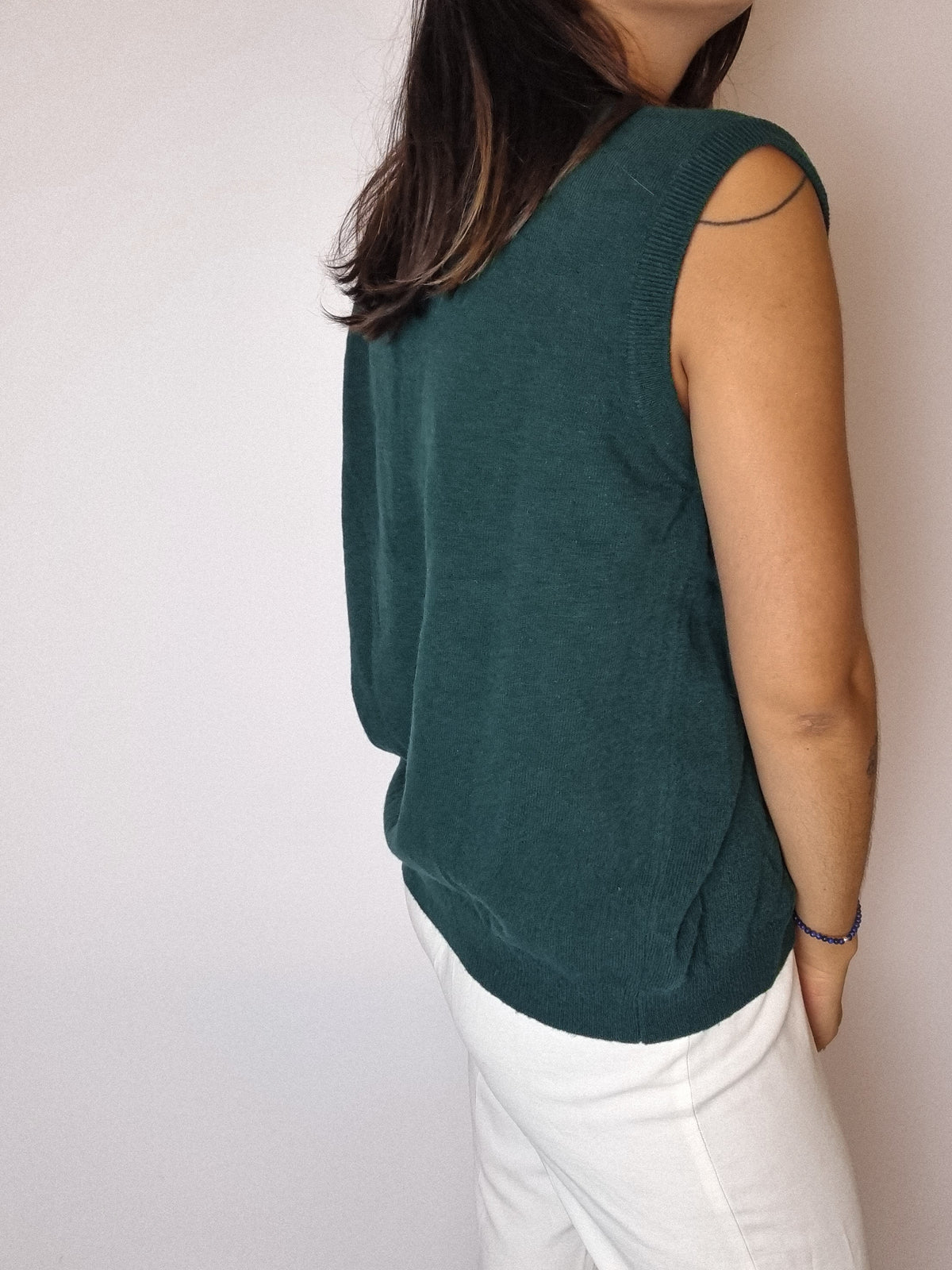 Gilet en laine vert Vintage S/M