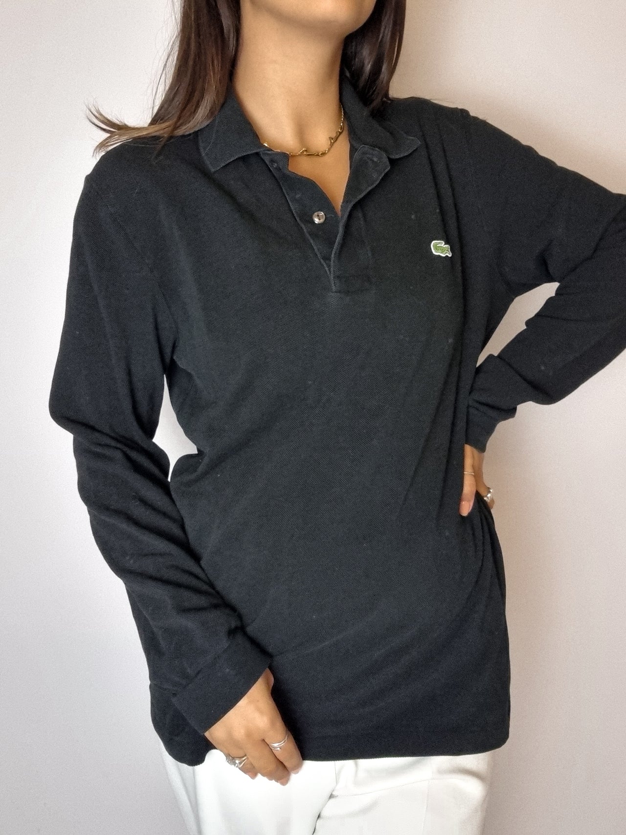 Lacoste black long sleeve polo shirt S 