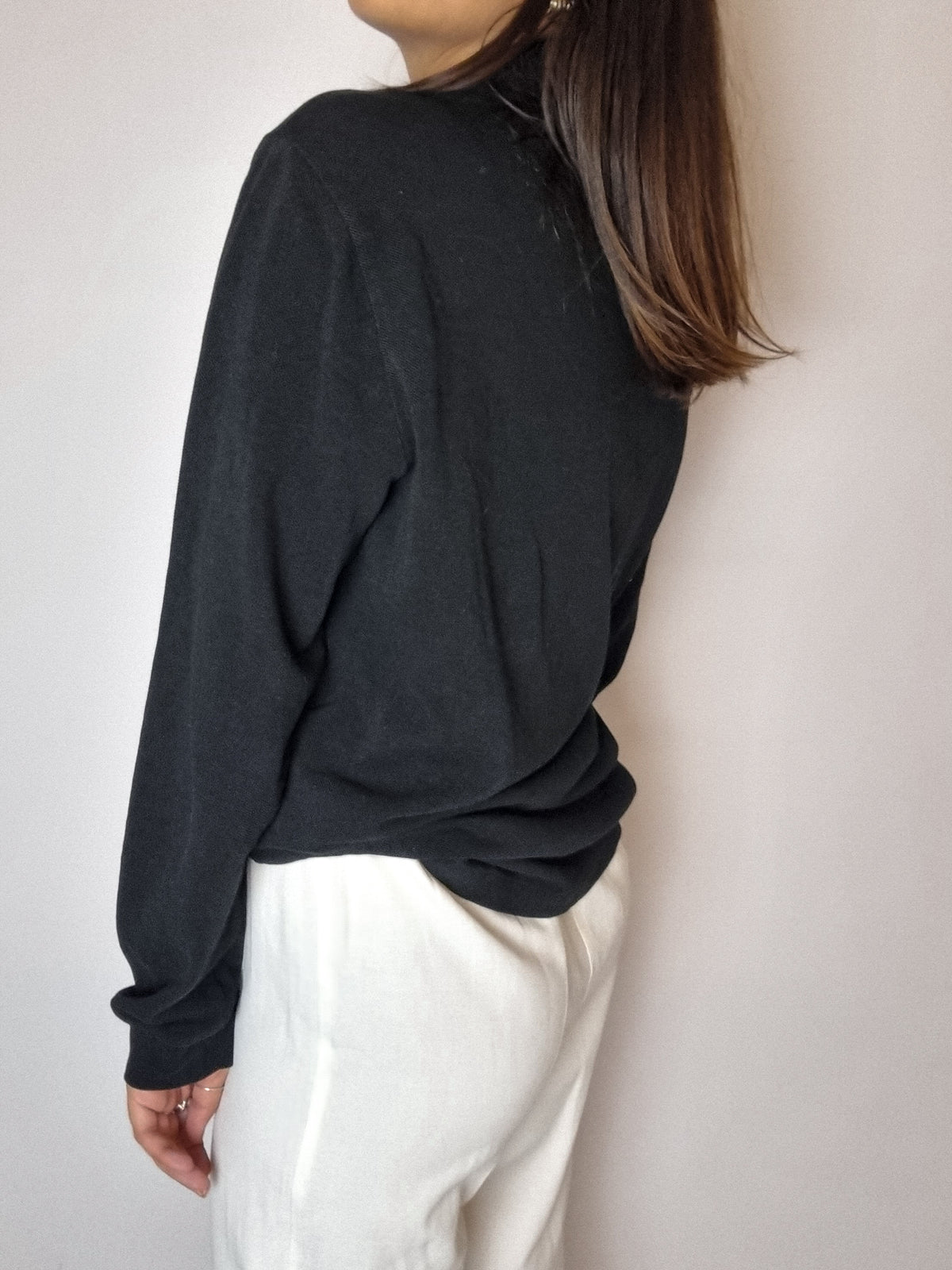 Polo Lacoste noir manches longues S