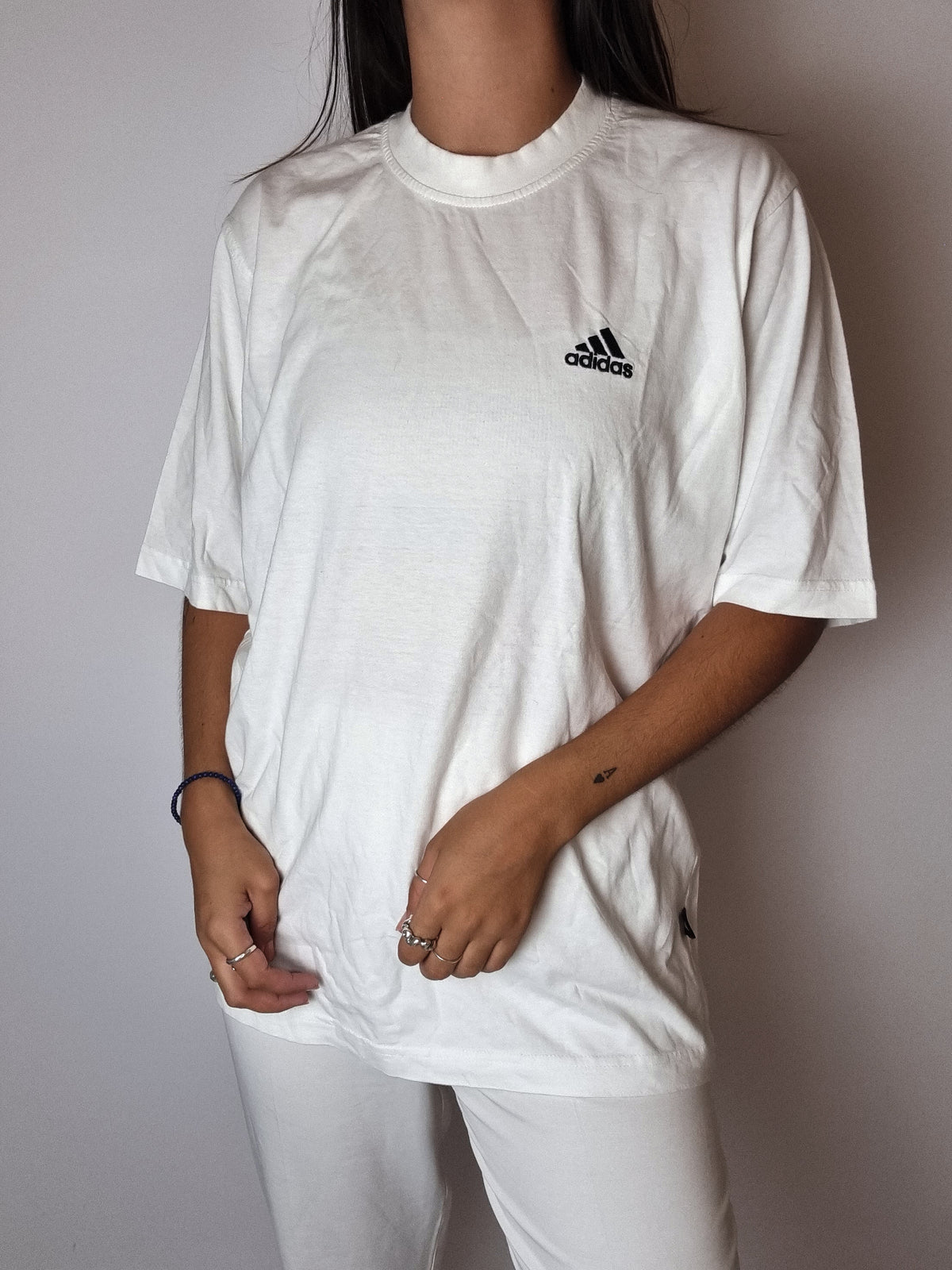 Weißes Adidas Vintage T-Shirt S/M 