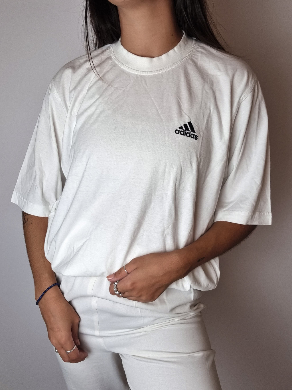 Weißes Adidas Vintage T-Shirt S/M 