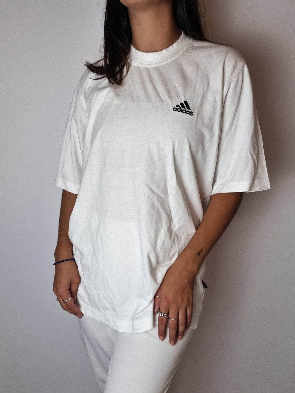Weißes Adidas Vintage T-Shirt S/M 