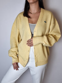 Vintage Lacoste yellow wool cardigan M 