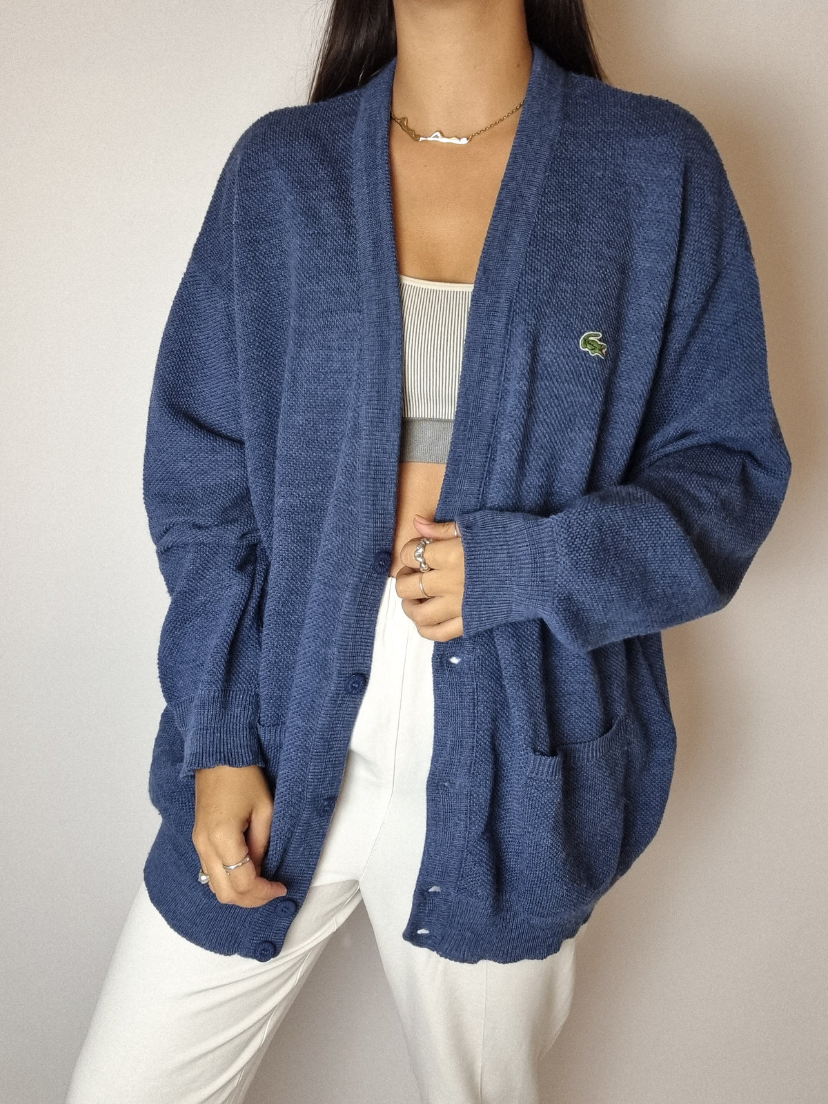 Lacoste vintage blue cardigan L 