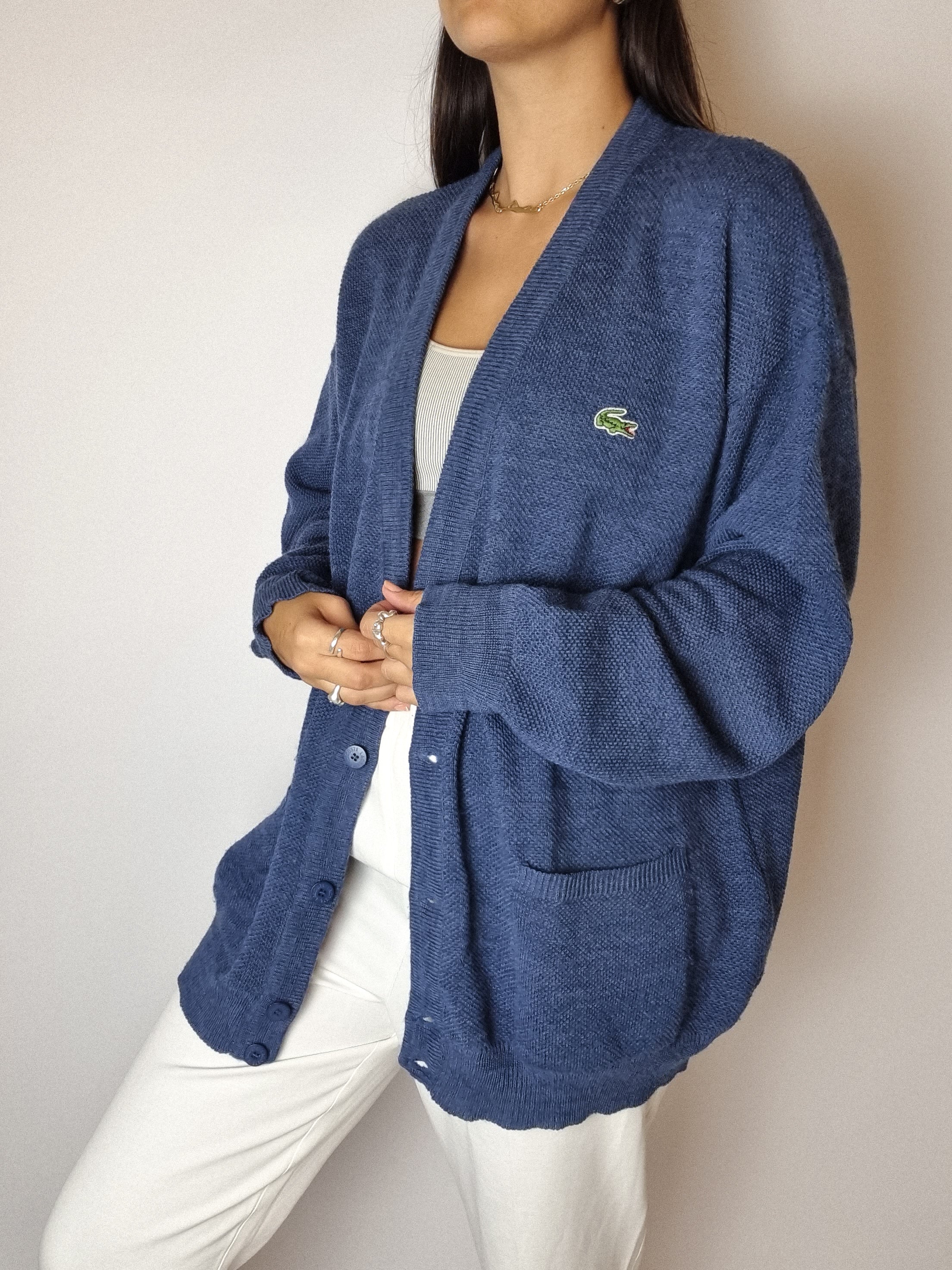 Cardigan bleu Lacoste vintage L