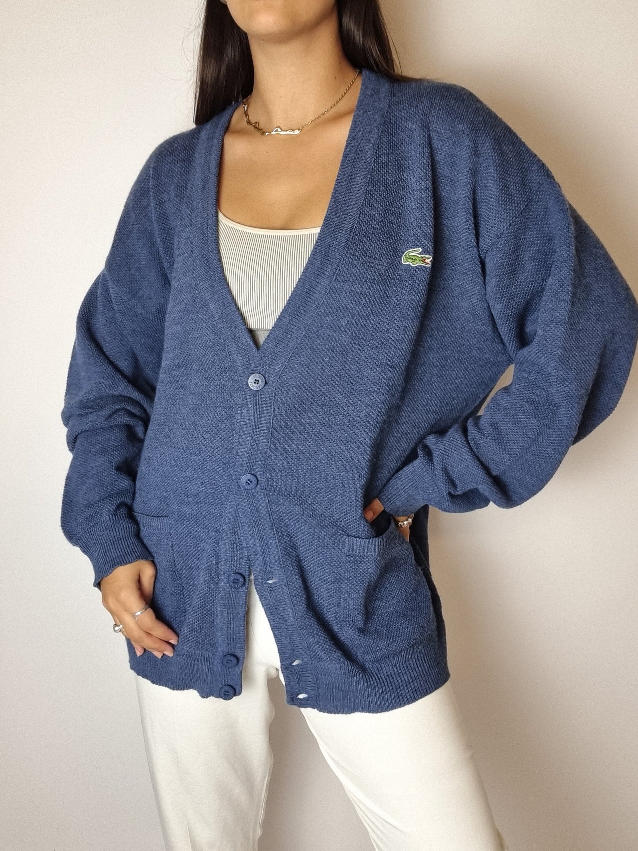 Lacoste vintage blue cardigan L 