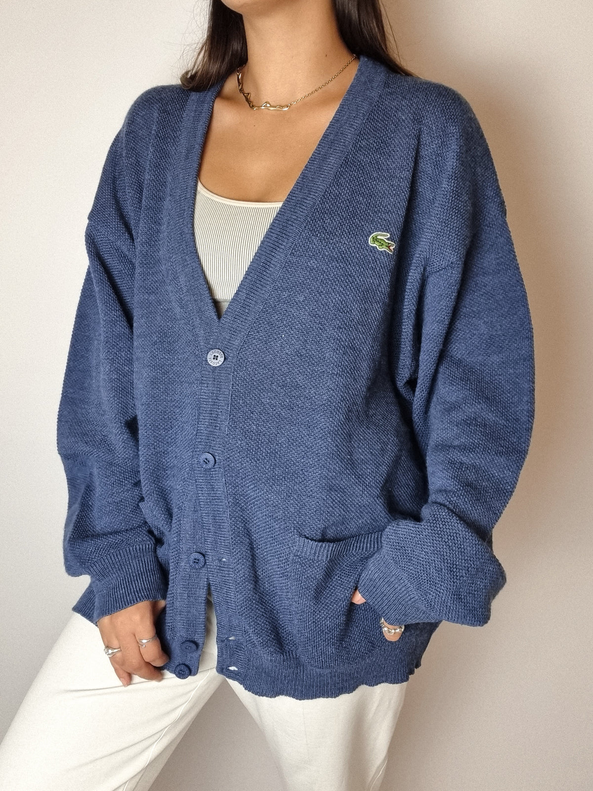 Lacoste vintage blue cardigan L 