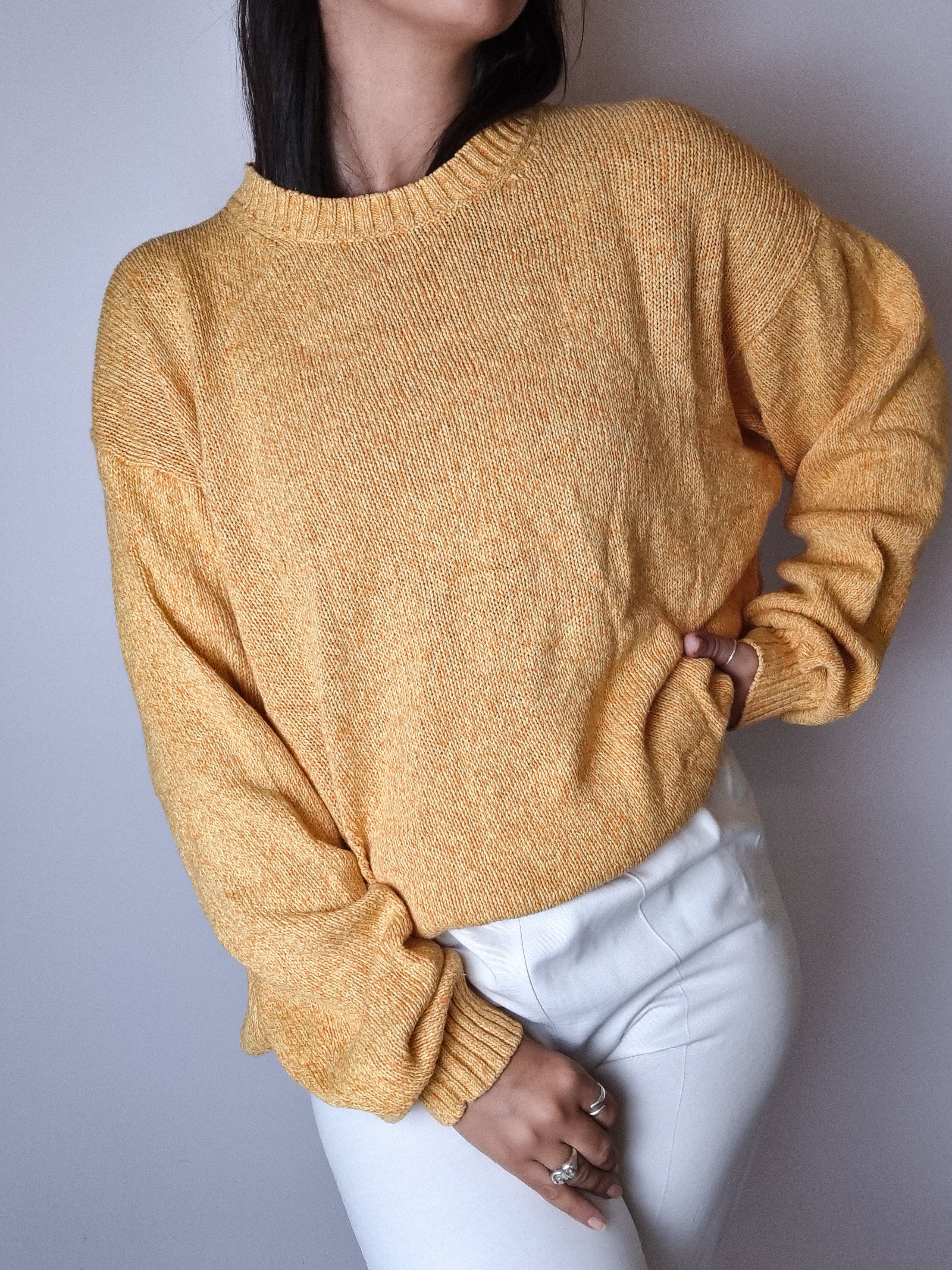 Vintage orange linen and cotton sweater L 